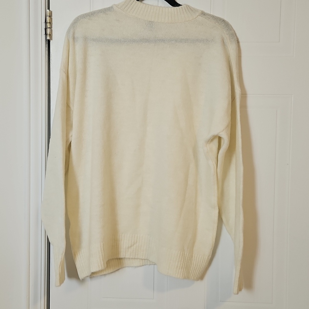 Cream White Warm Sweater Womens XL De Facio Sequin Detail NWT - Picture 5 of 5